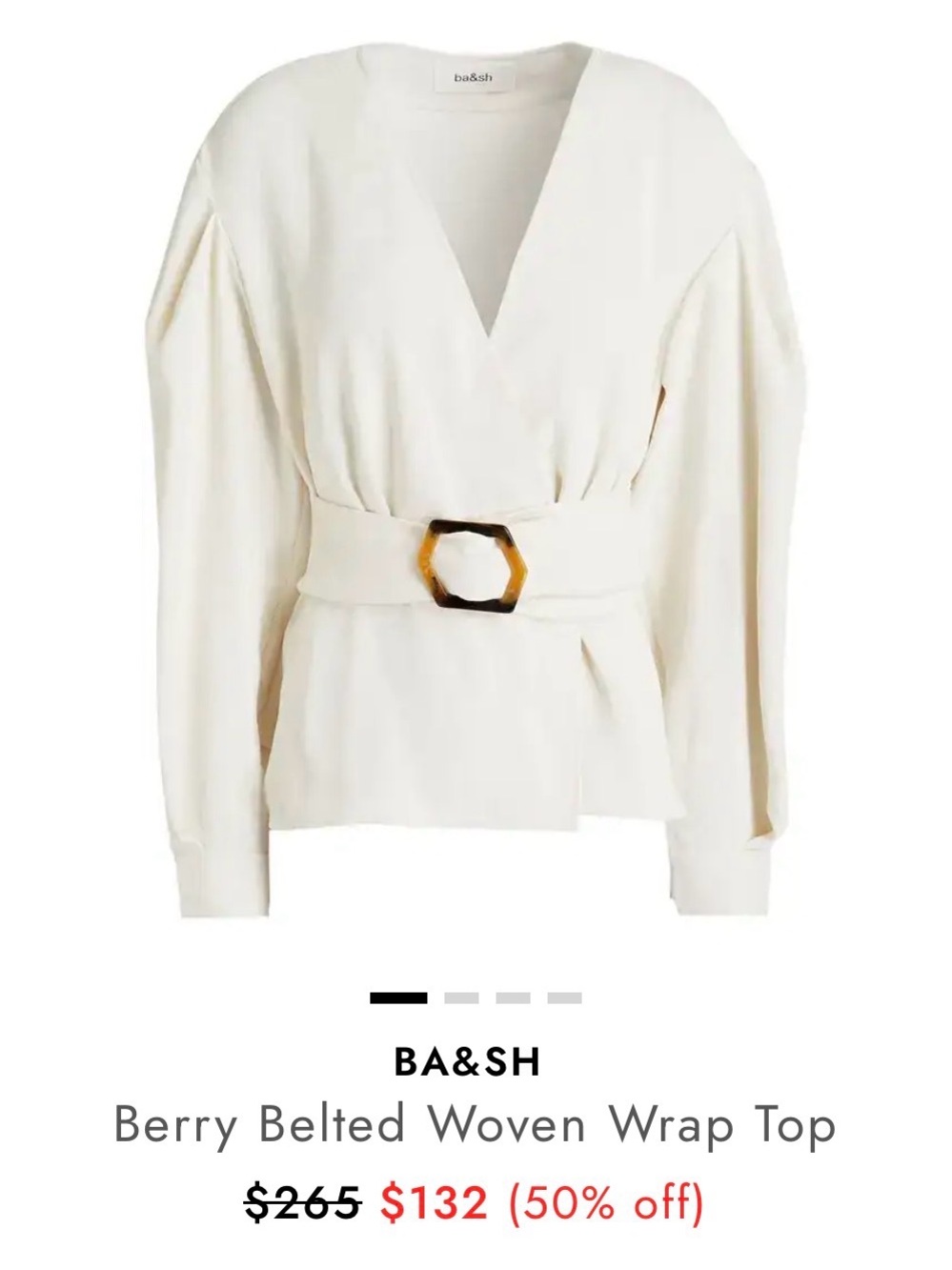 ba&sh white wrap top, identified as the "Berry" style.New no tags - Picture 4 of 12
